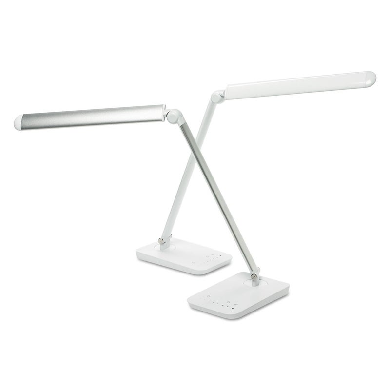 Safco مصباح مكتب حديث من ABS LED موديل Safco 1001SL مع منفذ USB ومفتاح خافت، فضي - Image 1